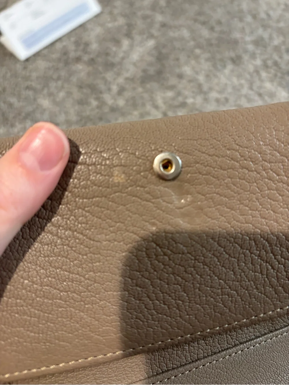 See By Chloe Taupe Leather Ring-Accent Card Holder